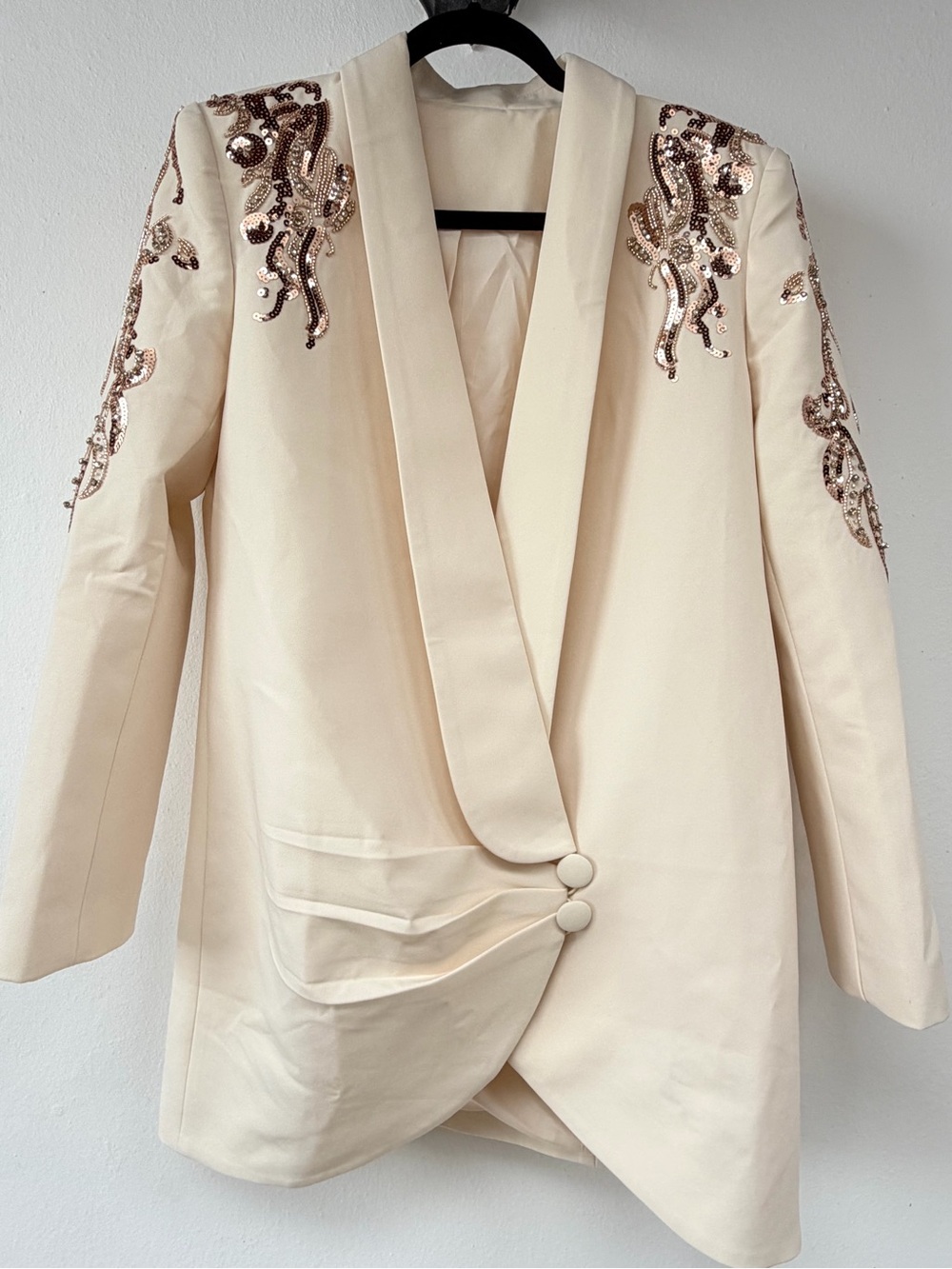 Unk Cream Blazer with Gold Sequin Embellishment